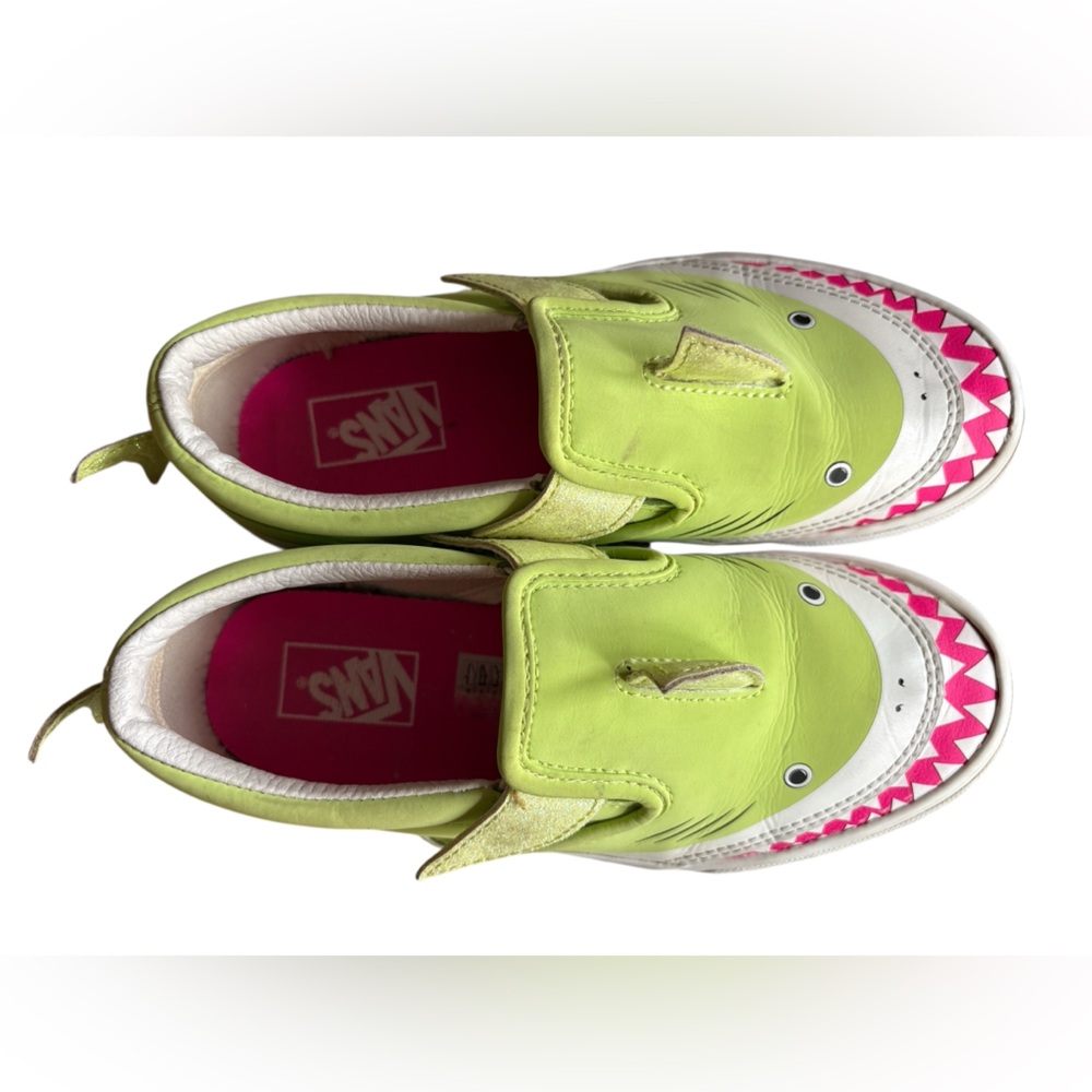 Vans Slip-On V Low Tops Casual Skateboarding Shoes Neon Green & Pink, Size 3 - Picture 6 of 8